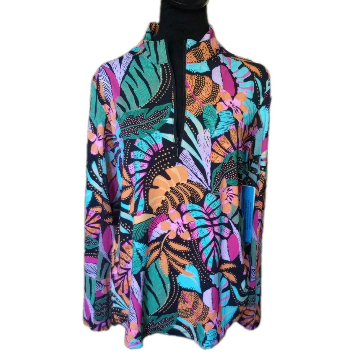 Tribal Sports Women's L Tropical Moisture Wicking Upf 50 Antibacterial Shirt Nwt